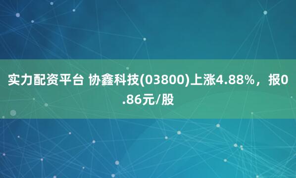 实力配资平台 协鑫科技(03800)上涨4.88%，报0.86元/股