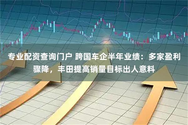 专业配资查询门户 跨国车企半年业绩:多家盈利骤降,丰田提高销量目标出人意料